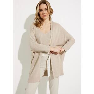Joseph Ribkoff Beige Tan Open Front Cocoon Cardigan L Dolman Sleeve Quiet Luxury